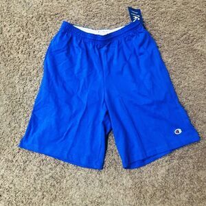 Brand New Champion Mens Authentic Cotton 9" Shorts with Pockets Blue Size Medium